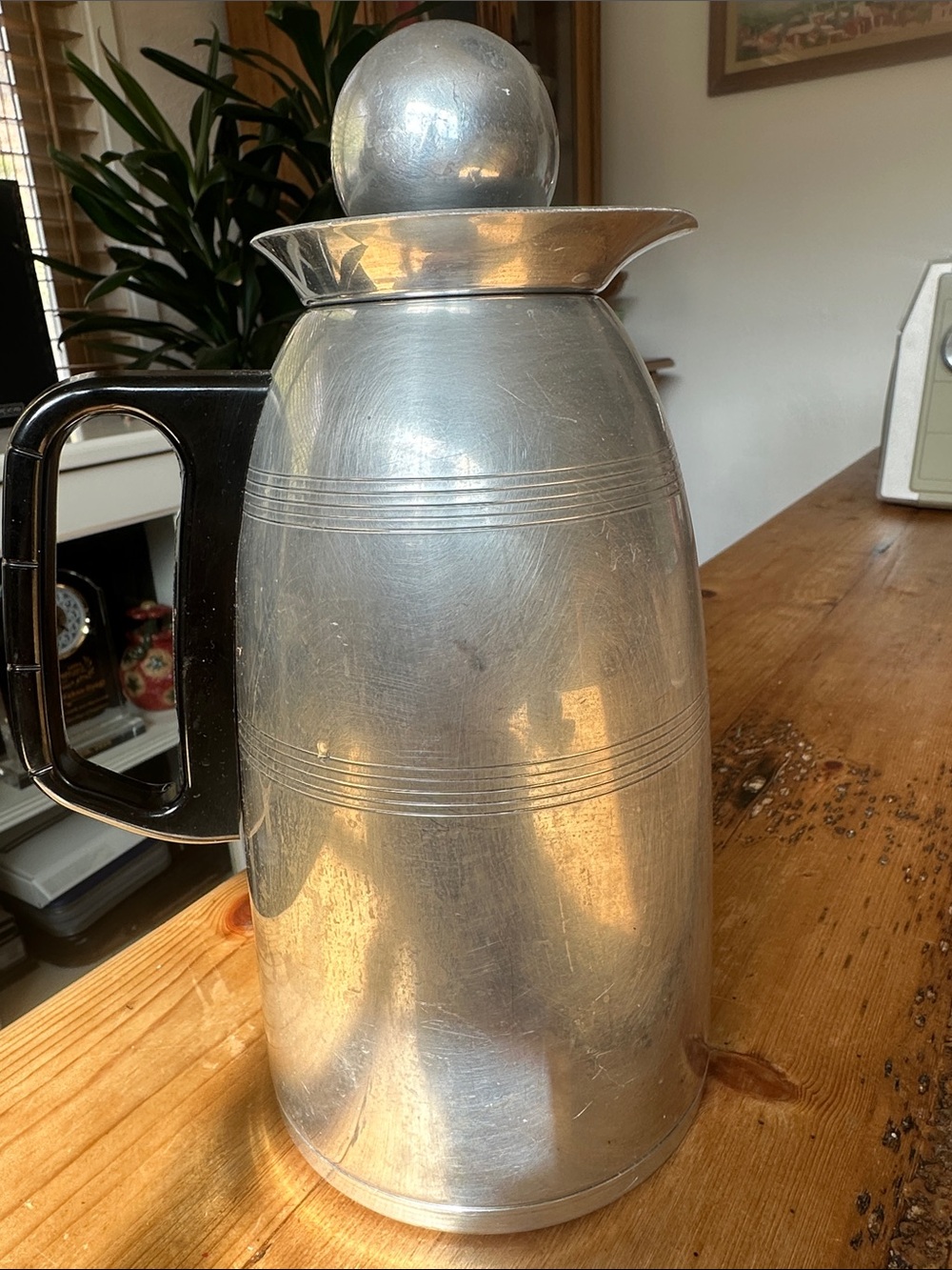 Vintage Kromex Silver Insulated Carafe with Black Handle - Home Kitchen